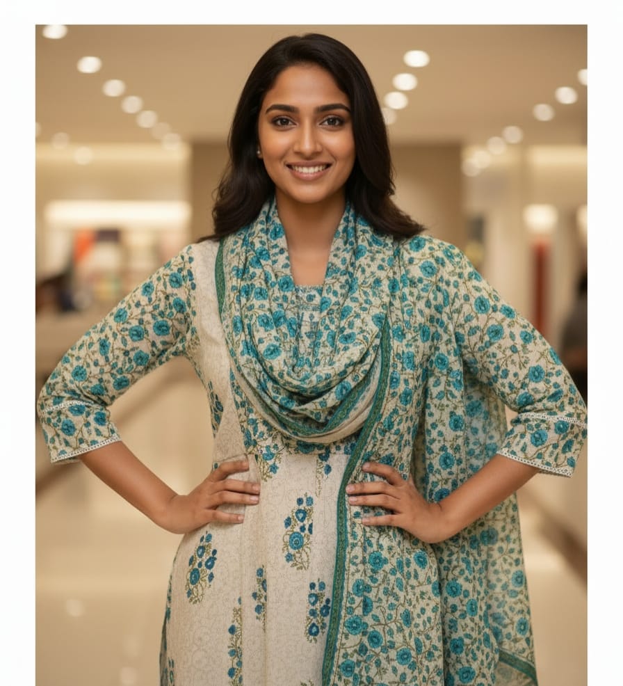 Floral Cotton Anarkali Suit