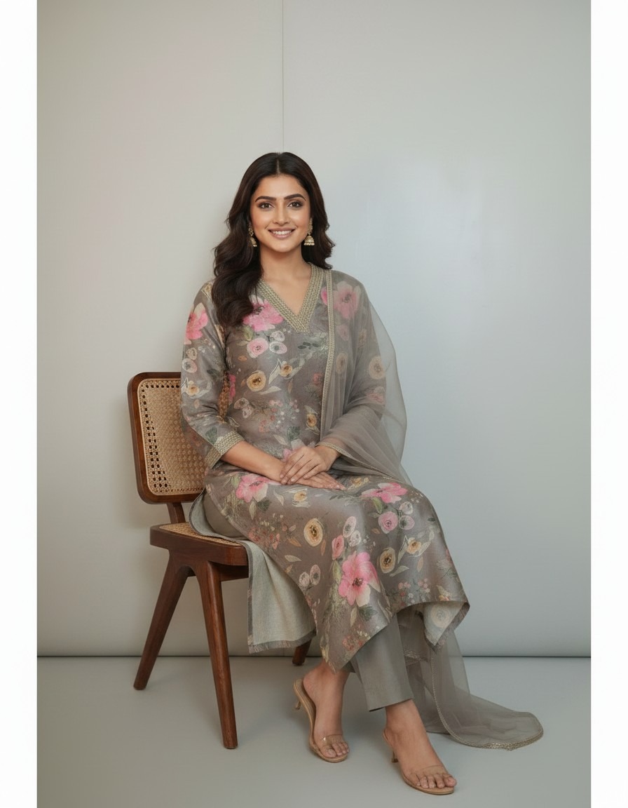 Floral Cotton Kurta Dupatta Set