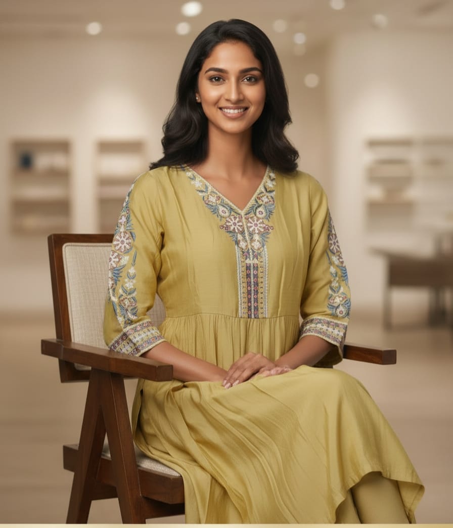 Mustard Silk Cotton Kurta Set